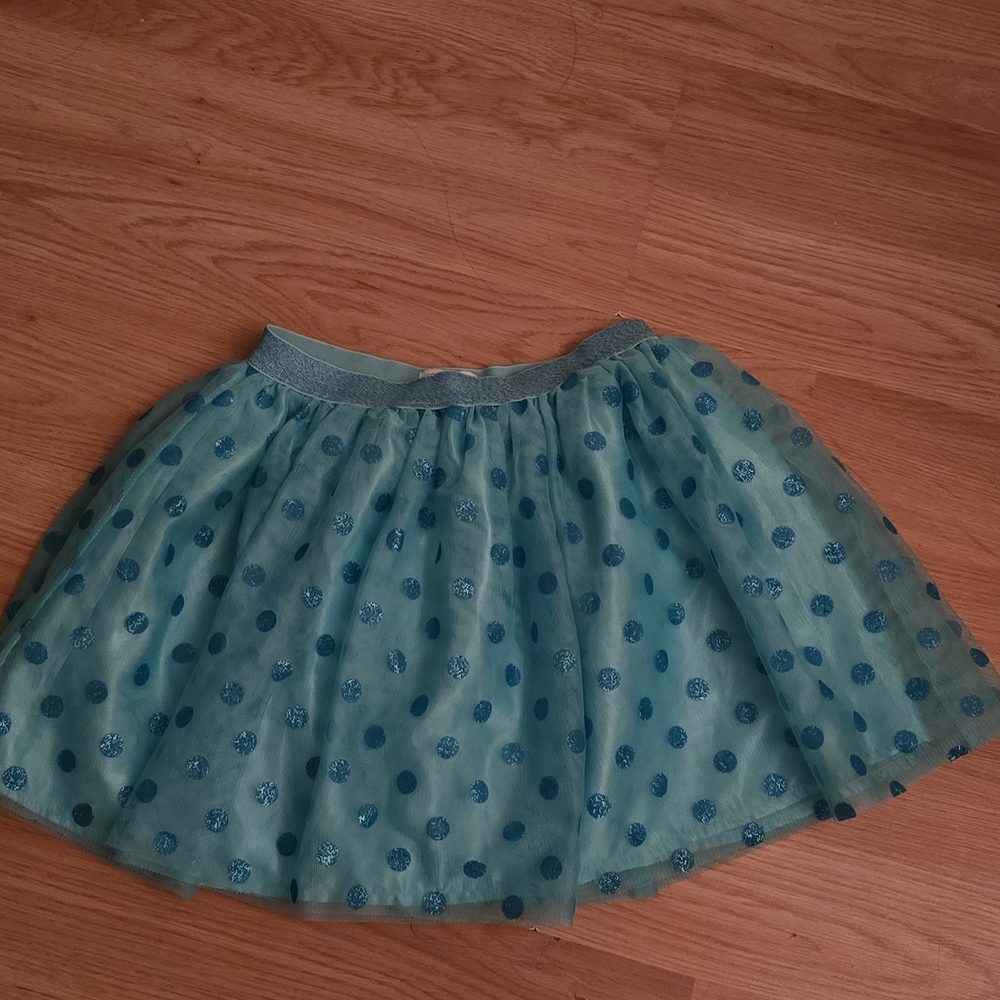 Children Place Blue Green Polka Dot Tulle Skirt